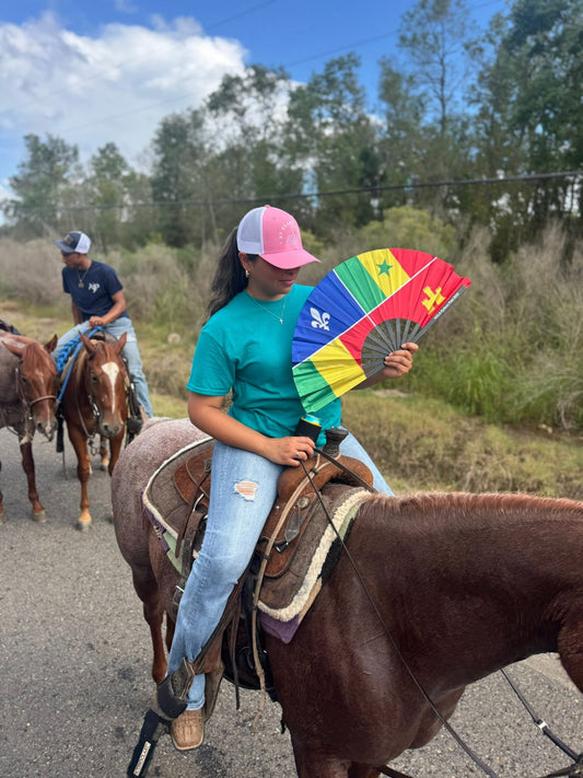 Large Creole Flag Line Dancing Fan
